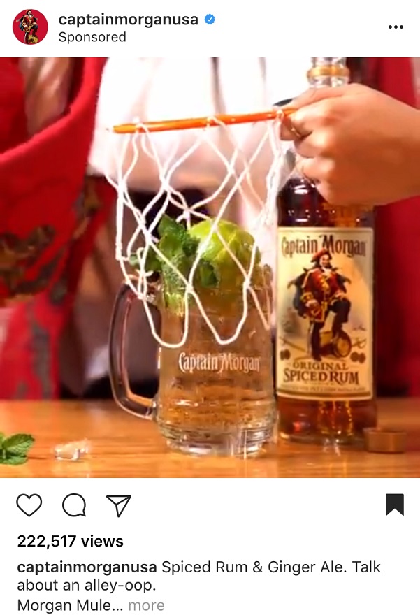 Instagram Advertising for Captain Morgan during March Madness
