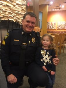 Hingham Police Sgt. Steven Dearth with 4-yr-old Lillian